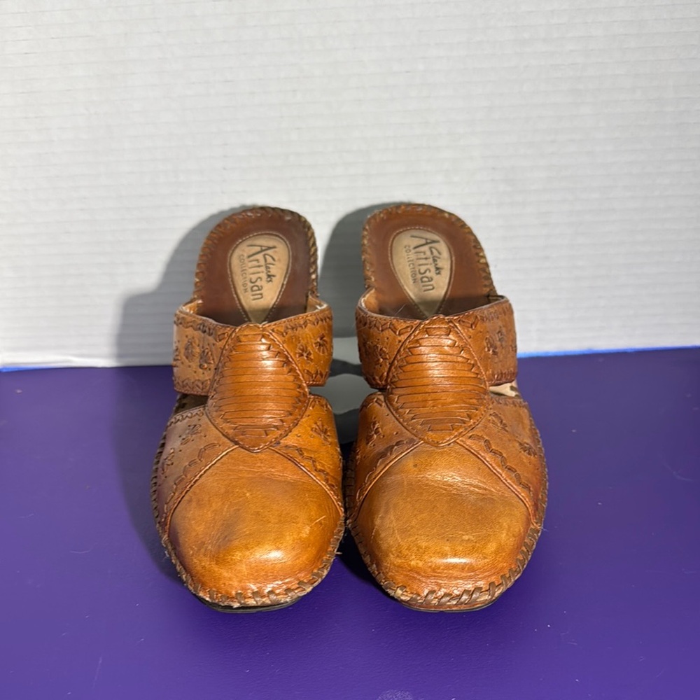 Clarks Brown Leather Wedges